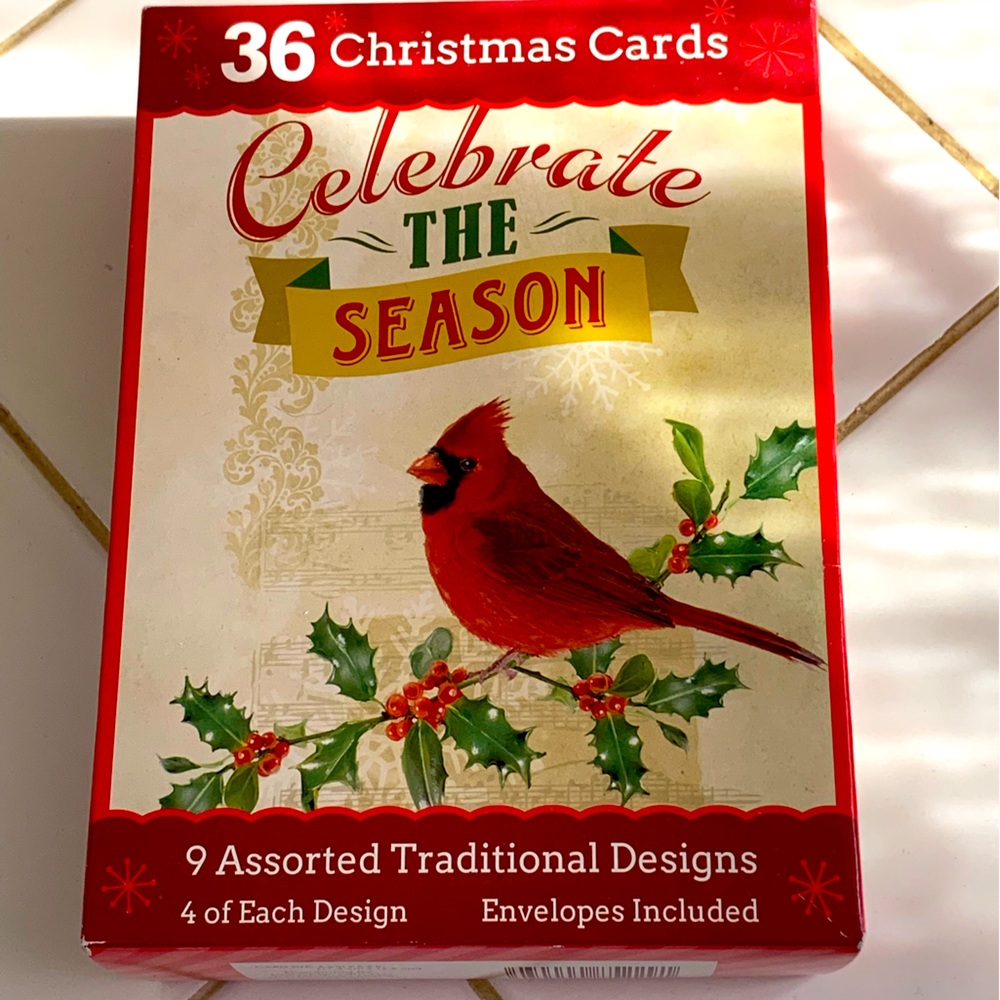 Assorted Christmas Cards in a Box.  Qty. 36.